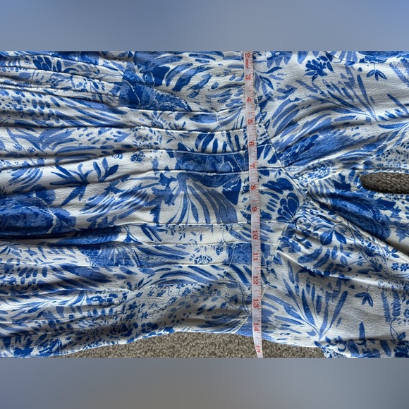 FREE PEOPLE Tropical Blue and White Fit & Flare Midi Dress - Picture 10 of 15